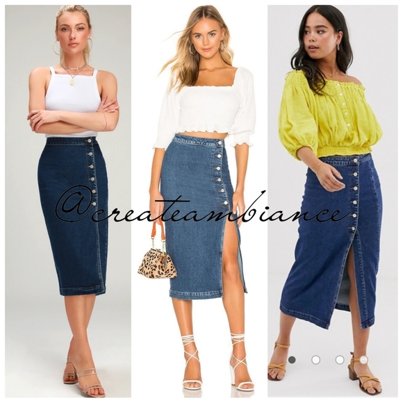 🔥Size2&10🔥Free People 6 button Denim Midi Skirt - Picture 2 of 7